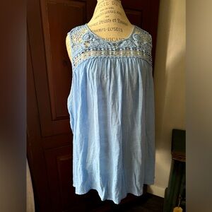 Indigo Rose 3X Sleeveless Crochet  Tank